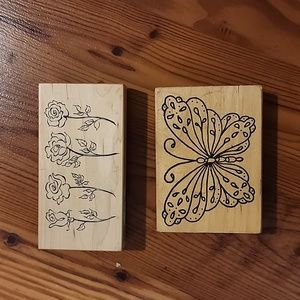Butterfly and Flower Rubber Stamps